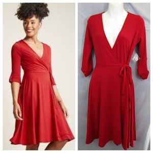 NEW Modcloth Say Yes To Timeless Wrap Dress Red XS